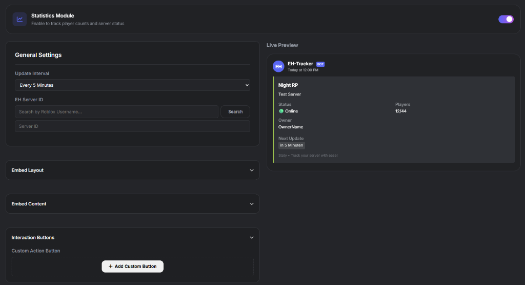Live Statistics Dashboard